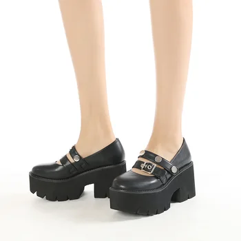Обувь для студенток колледжа, обувь для девочек в стиле Лолиты, Униформа JK, женские туфли-лодочки на платформе из искусственной кожи с ремешком на щиколотке, Новинка весны 2023 года