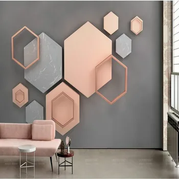 Обустройство дома Декоративная роспись Обоев для стен 3D Шелковые обои 3D стерео современные минималистичные геометрические обои