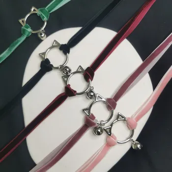 Ожерелье в винтажном девчачьем стиле, бархатный кошачий воротник-колокольчик, колье, короткие ожерелья