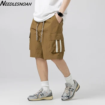 Повседневные мужские шорты NEEDLESNOAH 2023, мужские летние шорты-карго, свободные дышащие быстросохнущие шорты на завязках с несколькими карманами