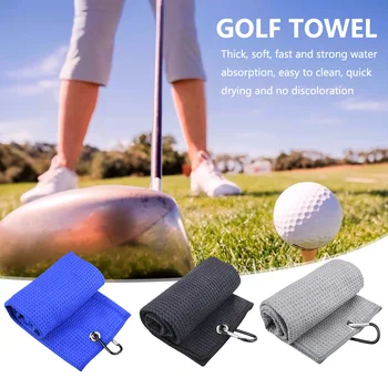 Полотенце для гольфа 1шт с крючком, мягкие полотенца для рук, вафельный узор, микрофибра, полотенце для чистки клюшек для гольфа с карабином