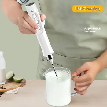 Портативный электрический вспениватель молока с 3 видами смесительных головок, ручной Usb-перезаряжаемый 3-скоростной миксер для приготовления пены