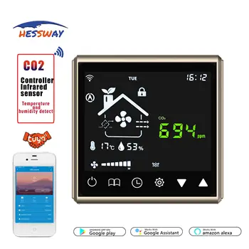 Приложение TUYA WIFI Контролирует Датчик качества воздуха Регулятор CO2 для качества свежего воздуха в помещении Автоматический вентилятор Протокол RS485