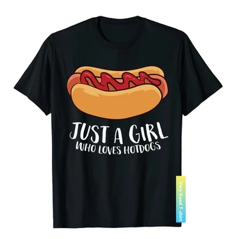 Просто девушка, которая любит хот-доги, забавная футболка для девочек-хот-догов в японском стиле, популярные хлопковые футболки для молодежи