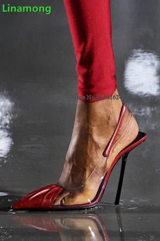 Роскошные женские туфли-лодочки из прозрачного ПВХ на тонком высоком каблуке с острым носком, модная элегантная универсальная обувь для подиума, Сексуальная обувь