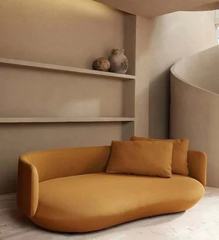 Современный изогнутый тканевый диван Особой формы для гостиной, Креативная мебель