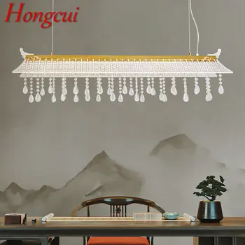 Современный Подвесной светильник Hongcui, Роскошная Креативная Хрустальная потолочная Светодиодная люстра 3 цветов для домашнего Чайного домика, столовой
