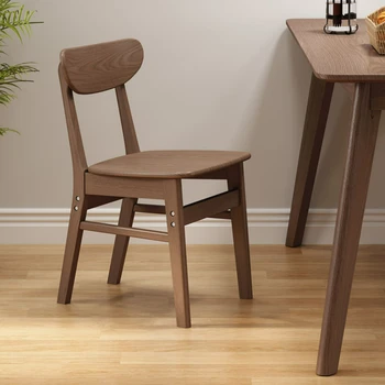 Стулья из массива дерева в скандинавском стиле, туалетный стул из резинового дерева, домашняя Круглая спинка, обеденные стулья для кухни, рабочий стол, стул