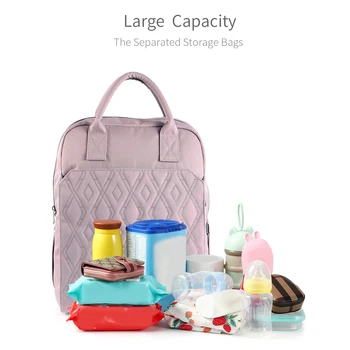 Сумка-рюкзак для подгузников Вместимость рюкзака Многофункциональная детская одежда из водонепроницаемого полиэстера, бутылочка для подгузников, дорожные сумки для подгузников