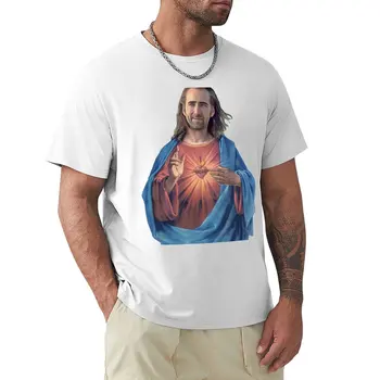 Футболка Nicolas Cage is Jesus, рубашка с животным принтом для мальчиков, футболки на заказ, эстетическая одежда, мужские футболки чемпиона
