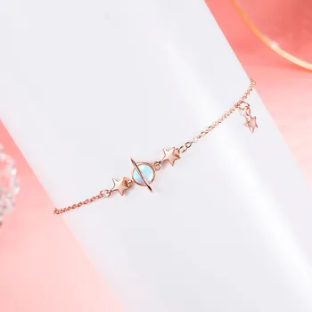 Элегантные браслеты KOFSAC Star Planet Для женщин, гламурные украшения из стерлингового серебра 925 пробы, розовое золото, блестящий браслет с кристаллами в лунном свете