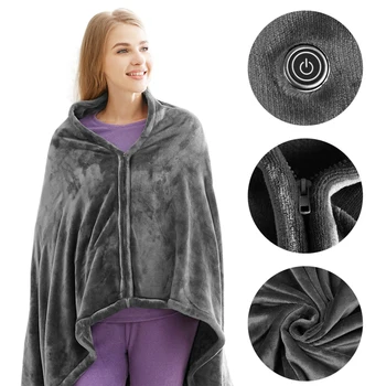 электрическое одеяло 174x85 см, Мужское Женское одеяло с подогревом, Моющееся, USB, Зимняя шаль с подогревом, Шарф с подогревом, 3 уровня температуры