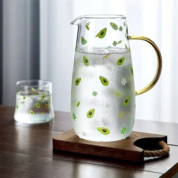 Японская минималистичная бутылка для воды, набор стаканов для воды, стеклянная чашка для авокадо, набор стеклянных горшочков, бутылка для холодной воды, банка для сока с чашкой