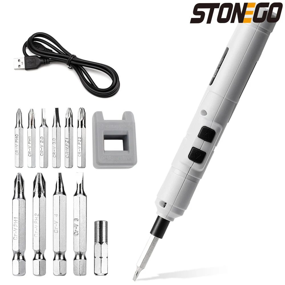 STONEGO 3,6 В USB Беспроводная электрическая Отвертка Перезаряжаемая Литиевая батарея Набор Прецизионных электрических отверток типа ручки